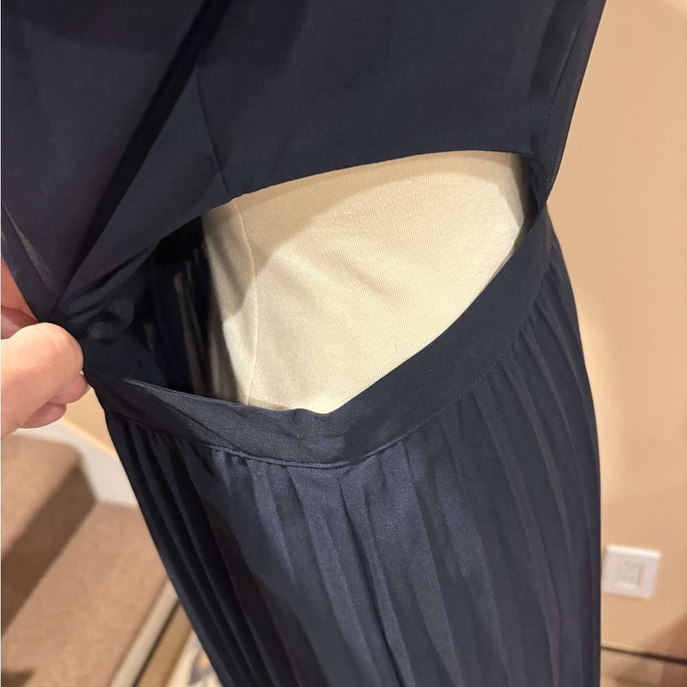 Joie Navy Multicolor Pleated Midi Dress - Picture 7 of 14